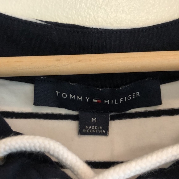 Tommy Hilfiger Striped lace up tee shirt dress size medium black and white - Picture 2 of 5